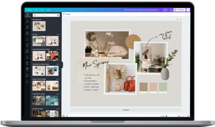 Laptop met het bewerkprogramma canva open